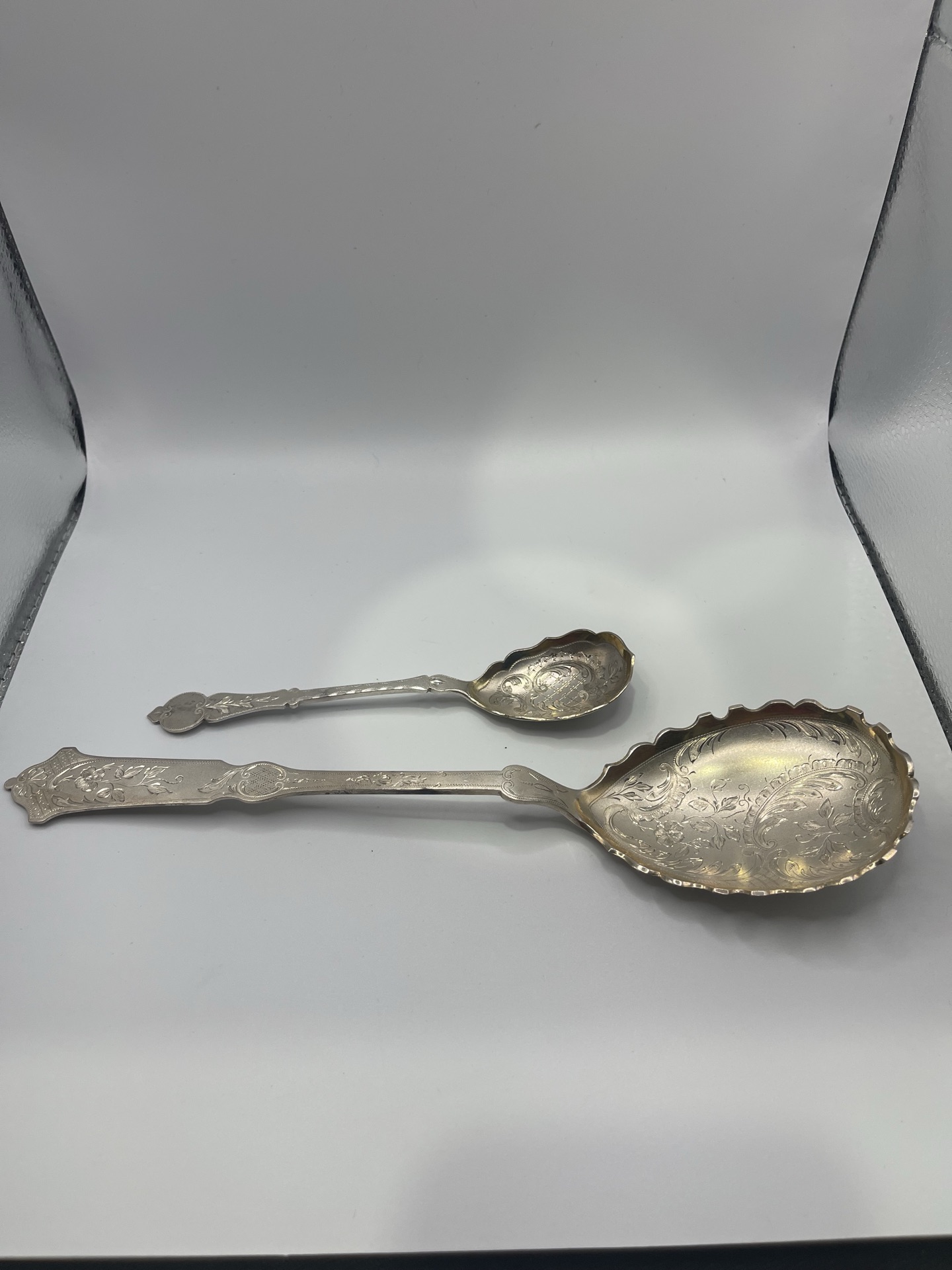 Danish Silver Antique engraved Spoons - image 1 of 12