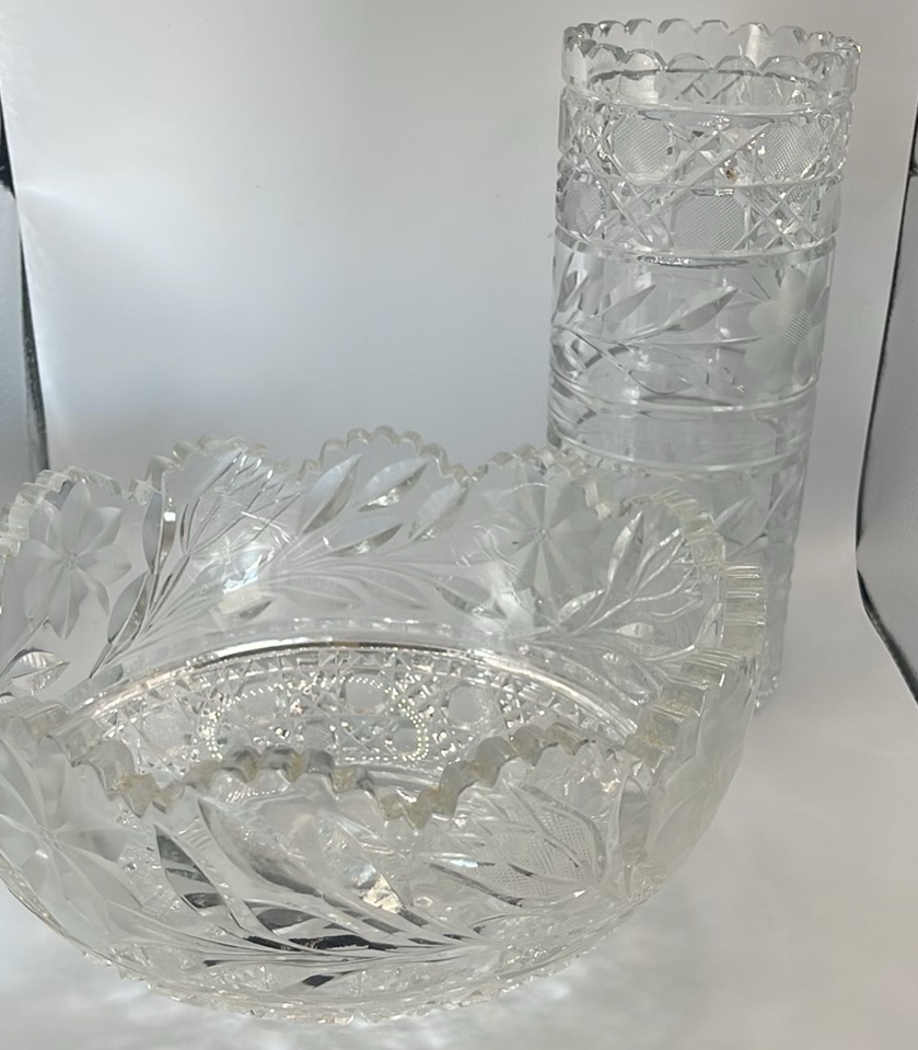 Vintage Lausitzer Glass Vase And Antique Crystal Bowl From ABP - image 1 of 12