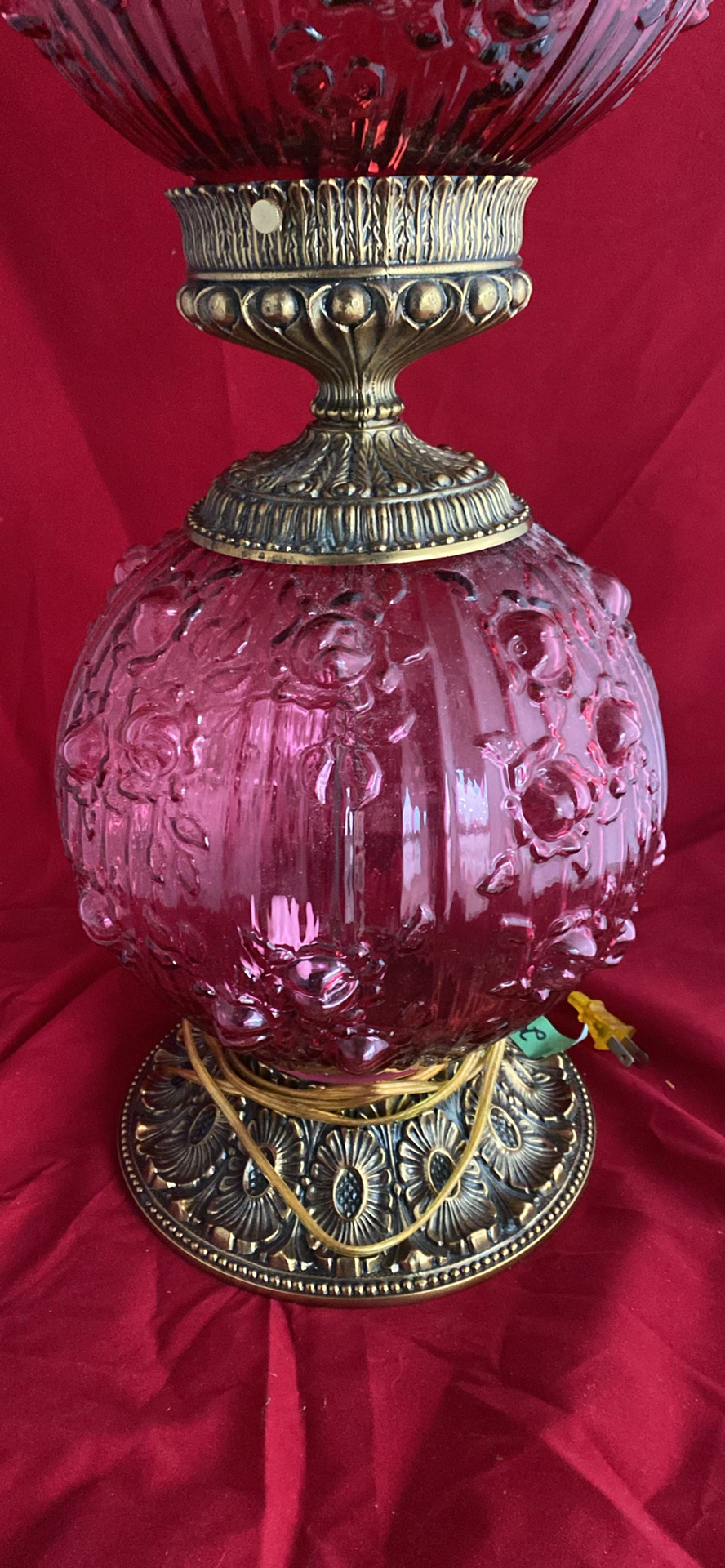 Fenton Cranberry Glass Gone with the Wind Lamp - image 8 of 8