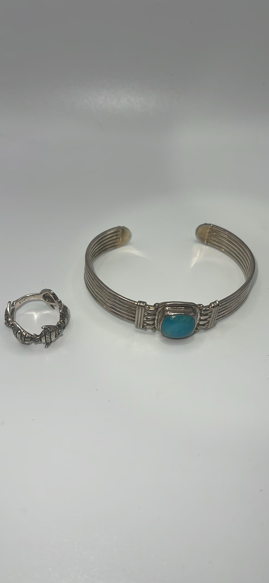 Silver Cuff Bracelet And Fish Ring - image 2 of 12