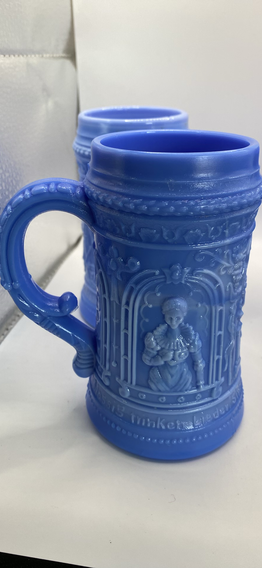 Blue Slag Milk Glass Steins And Pairpoint Plates - image 4 of 12