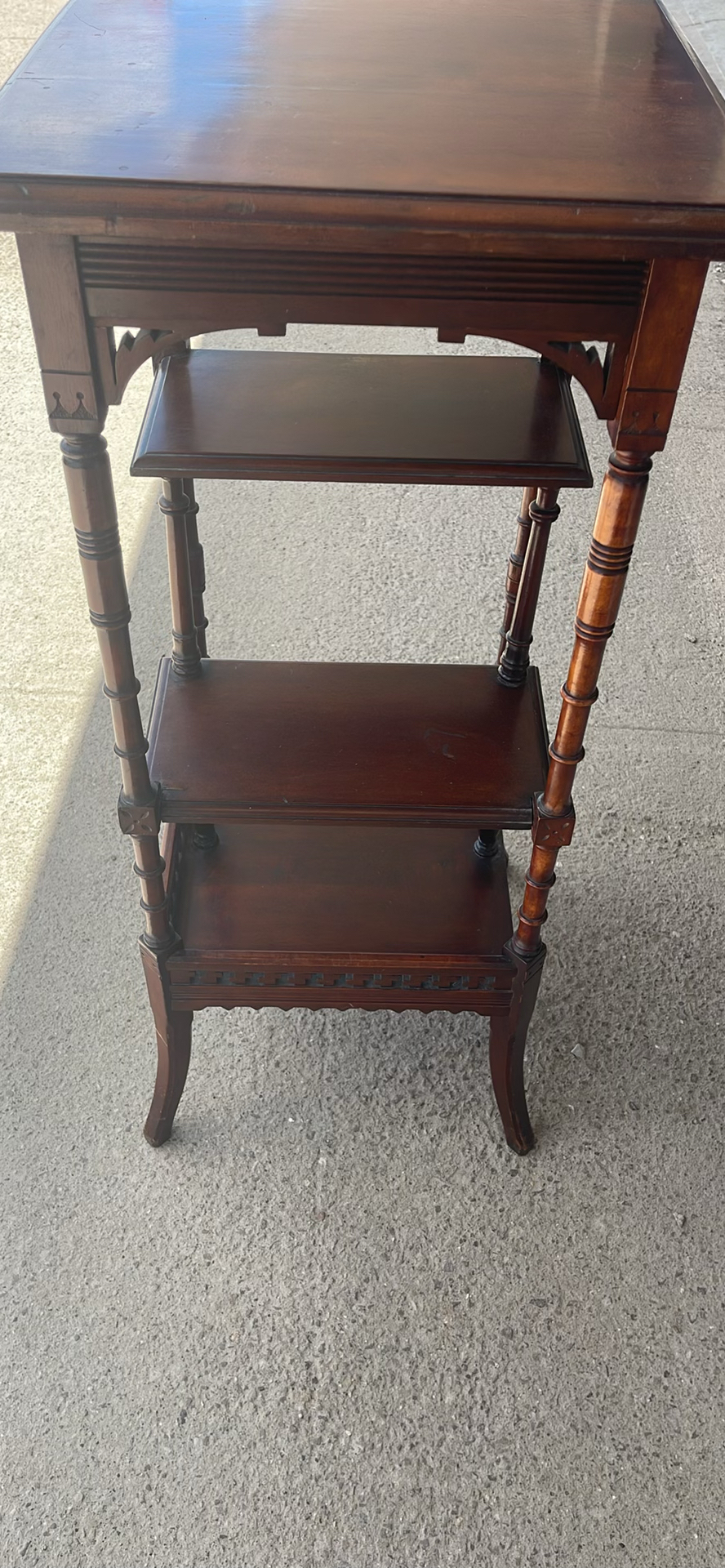 Vintage Wooden Accent Side Table with Shelves - image 4 of 7