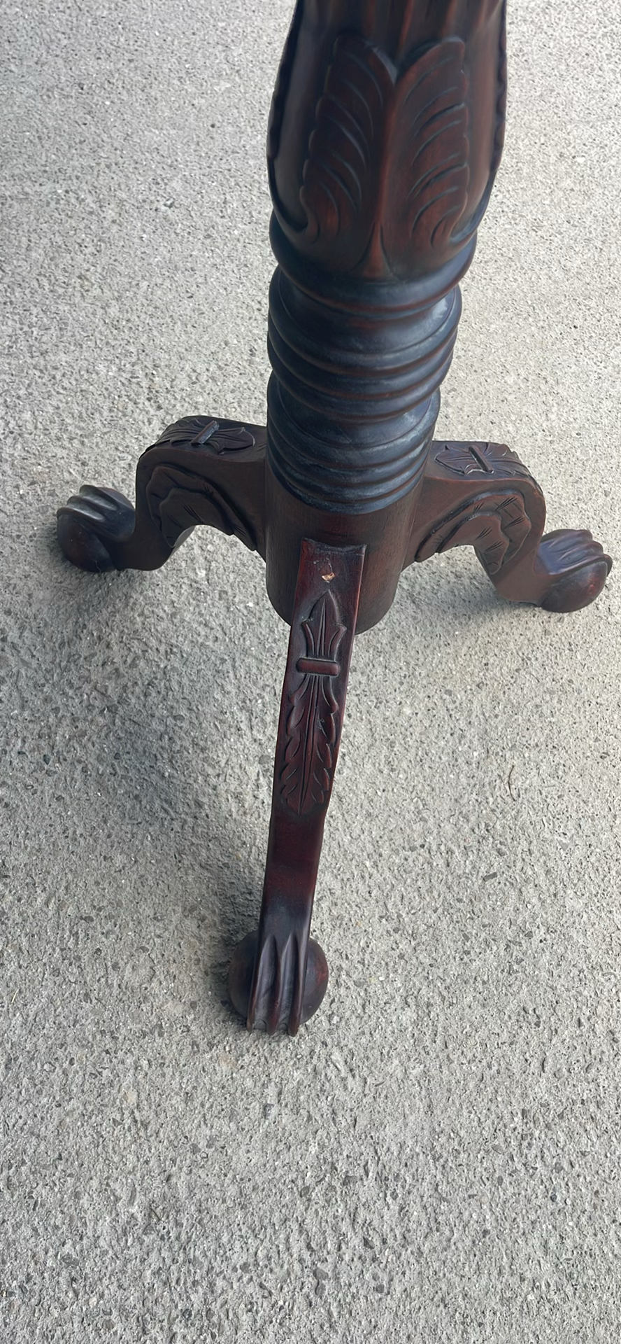 Carved Wooden Pedestal Plant Stand - image 5 of 6