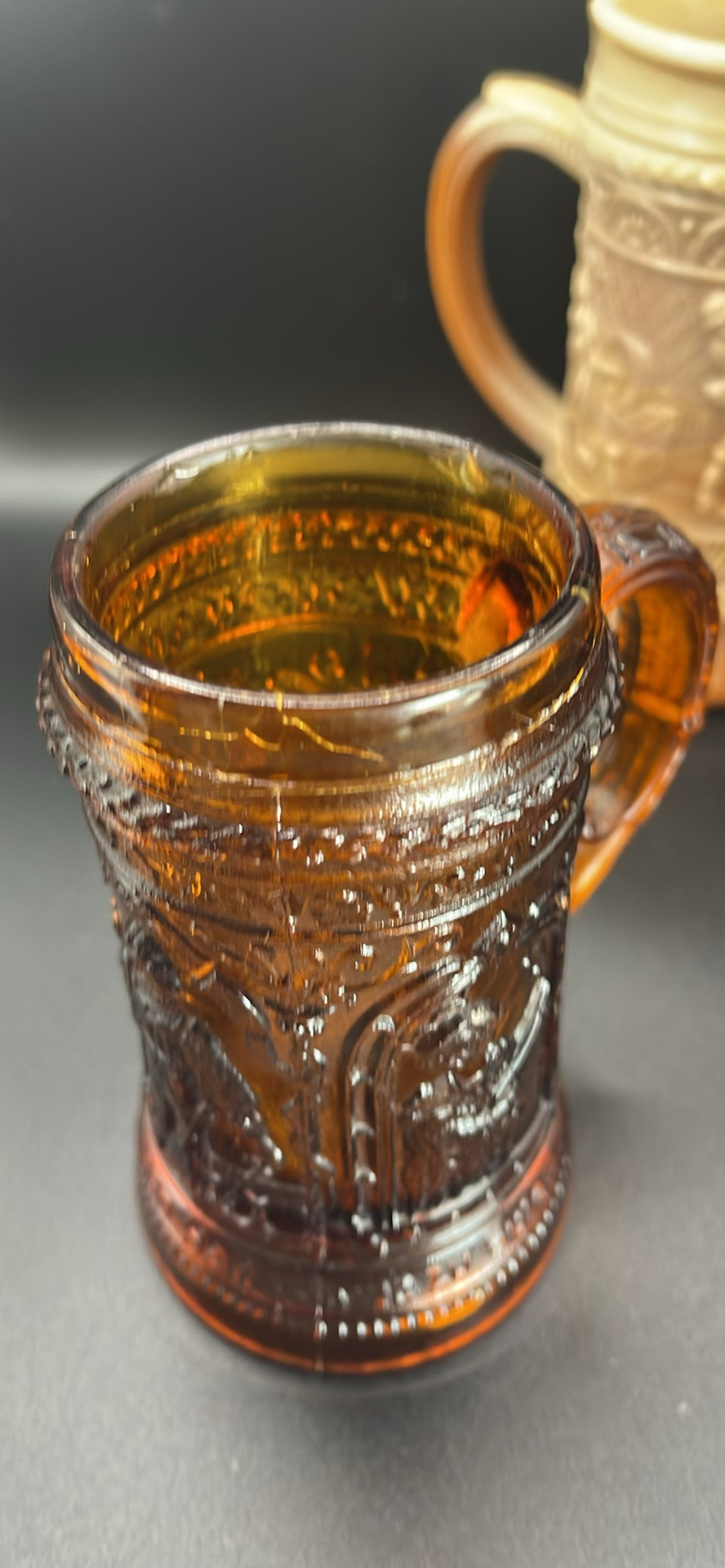 Vintage Chocolate Slag Glass Steins, Pitcher and Spooner - image 14 of 14