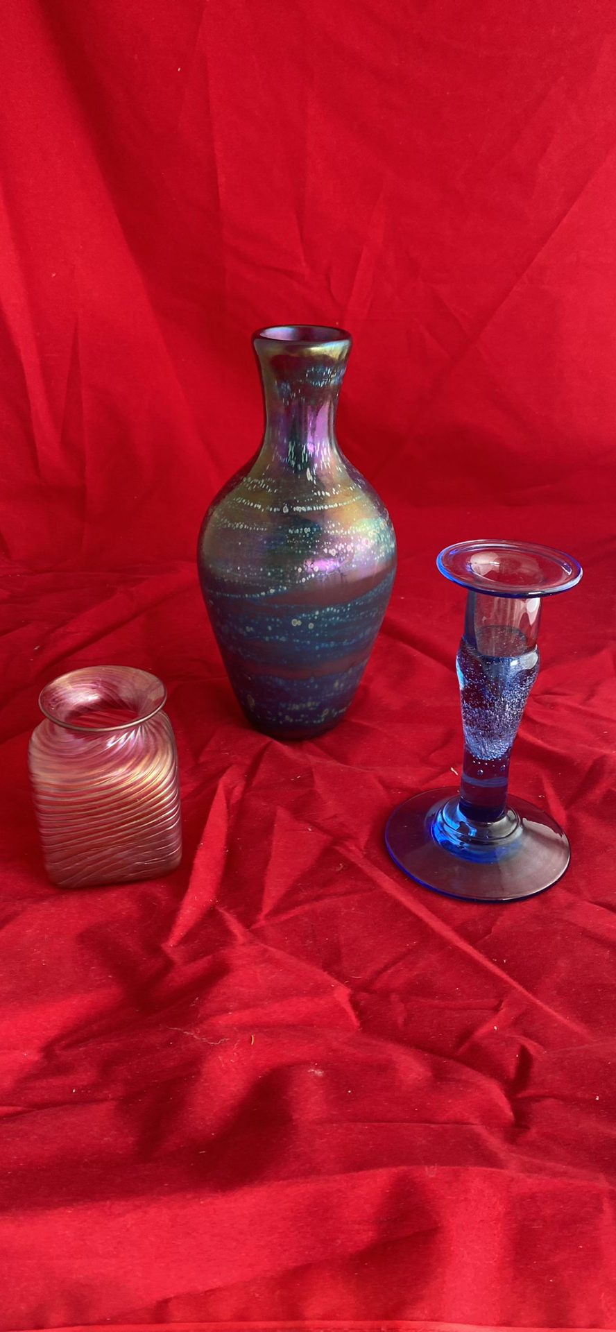 Jamie Sherman Large Vase, Robert Held Art Glass Vase And Blue Candlestick - image 1 of 15