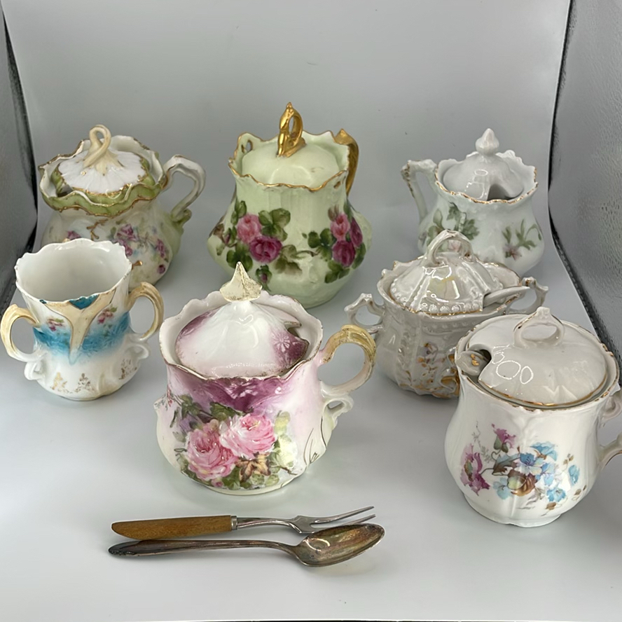 Antique Mustard Pots (7) And Sterling Spoon - image 1 of 27