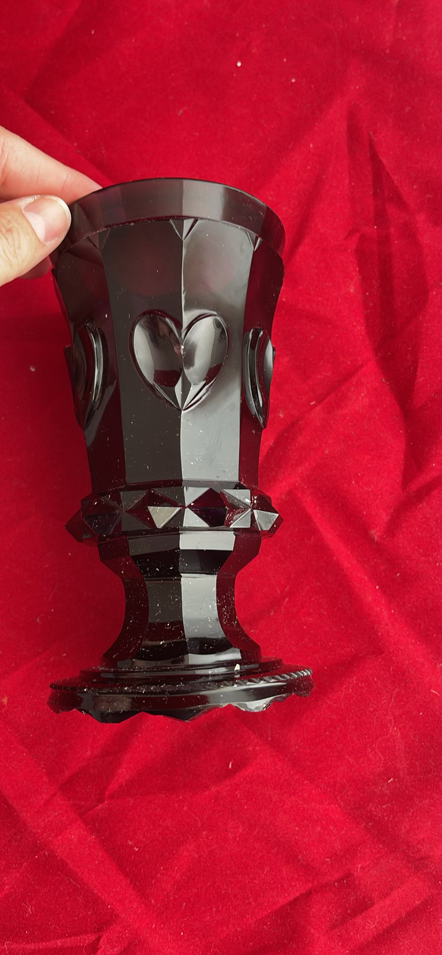 St Clair Amber Glass Bottle And Glass Vase/Goblet With Hearts - image 3 of 9