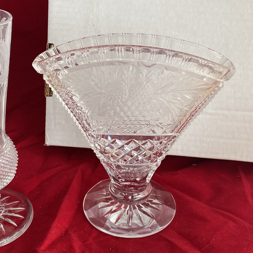 Edinburgh Crystal Thistle Vase, Lead Crystal Fan Vase And An Antique Celery Frosted Vase - image 7 of 15