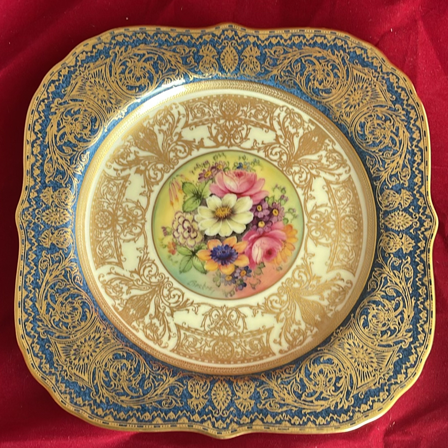 Vintage Royal Worcester 1941 22k Gold Border Square Plates (3) - image 9 of 11