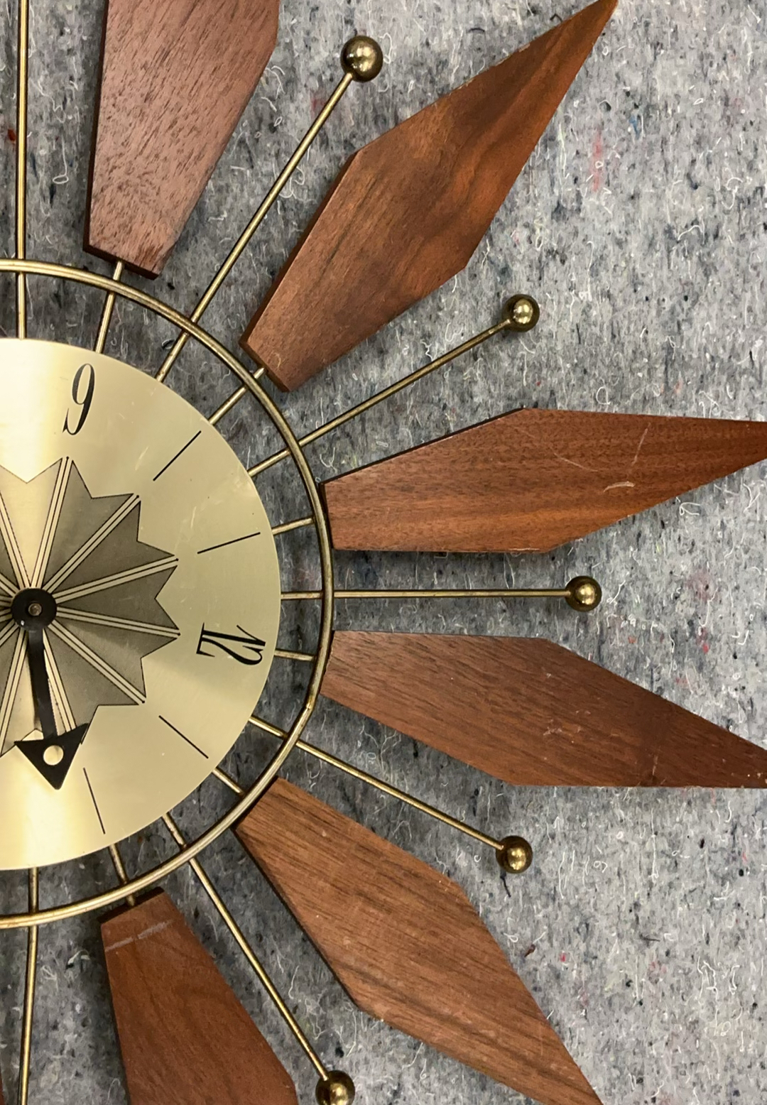 MCM Wood & Brass Wall Clock - image 3 of 5