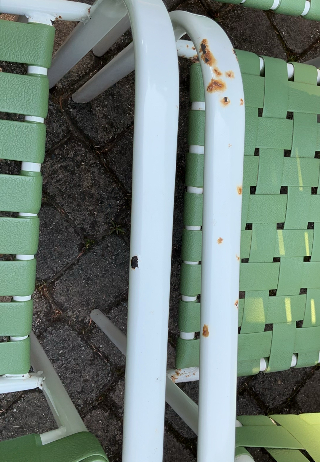 6 White Metal & Green Vinyl Patio Chairs - image 4 of 5