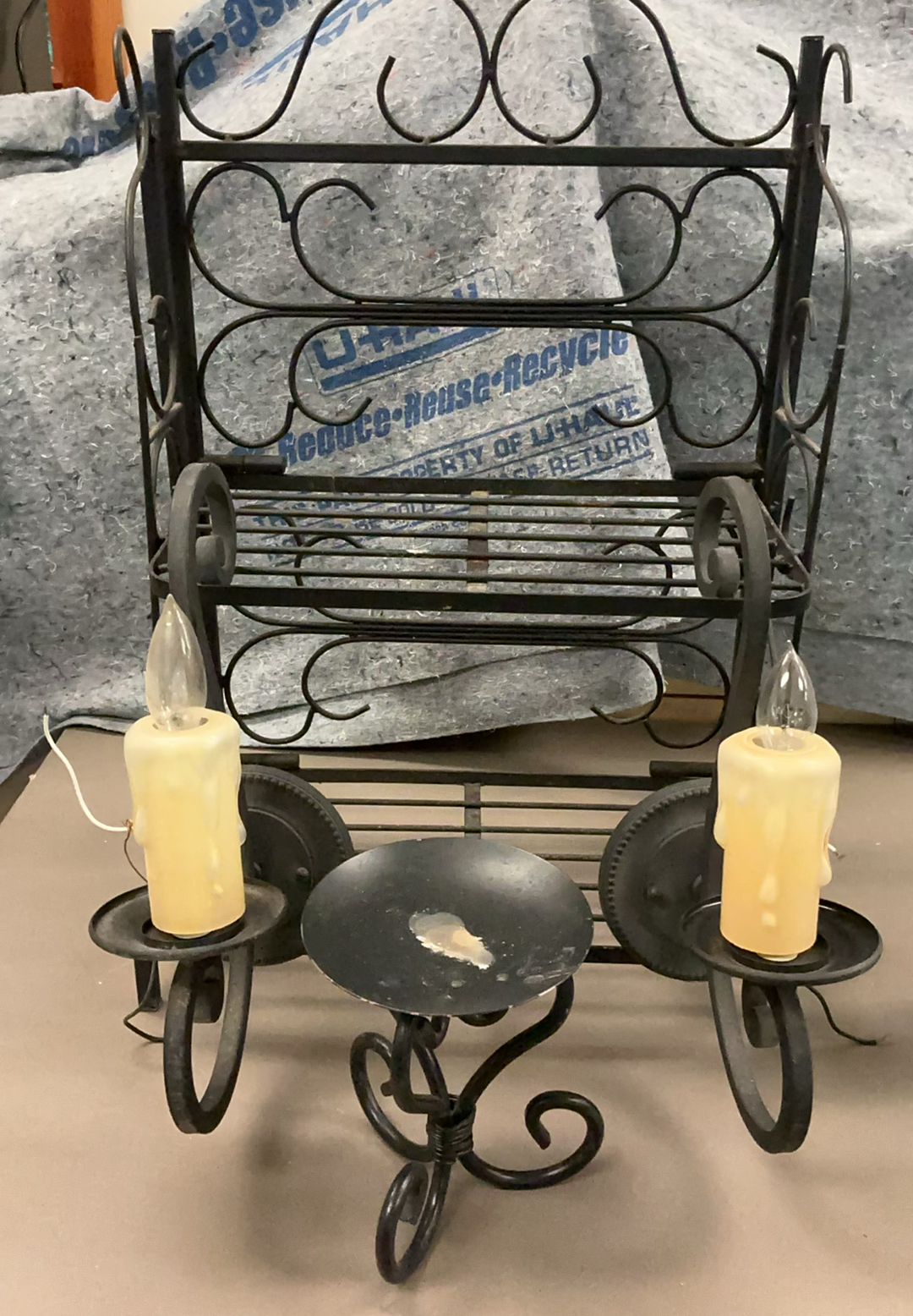 Black Wrought Iron Small Shelf, Sconces, Candle Holder - image 1 of 5
