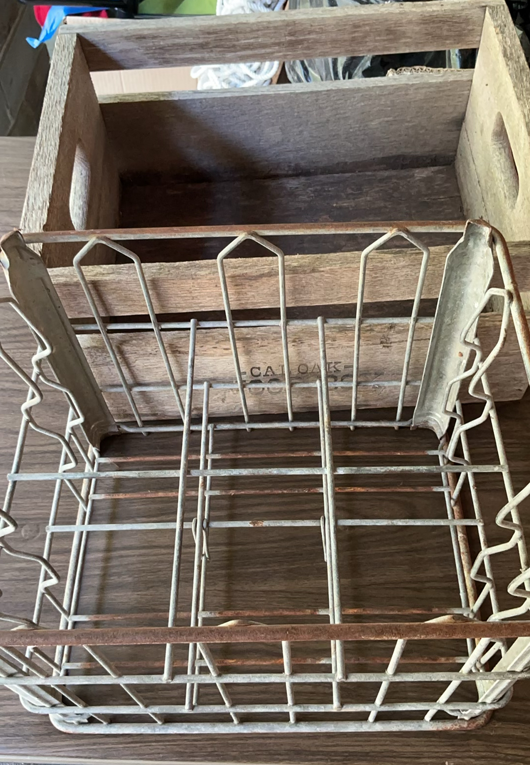 Metal Milk Crate And Wood Box - image 1 of 5