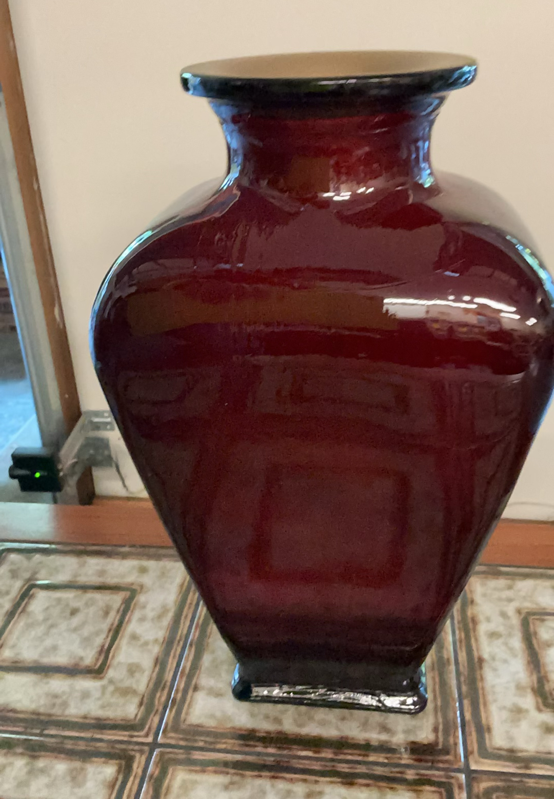 Wood & Tile Square Table, Glass Vase - image 3 of 6
