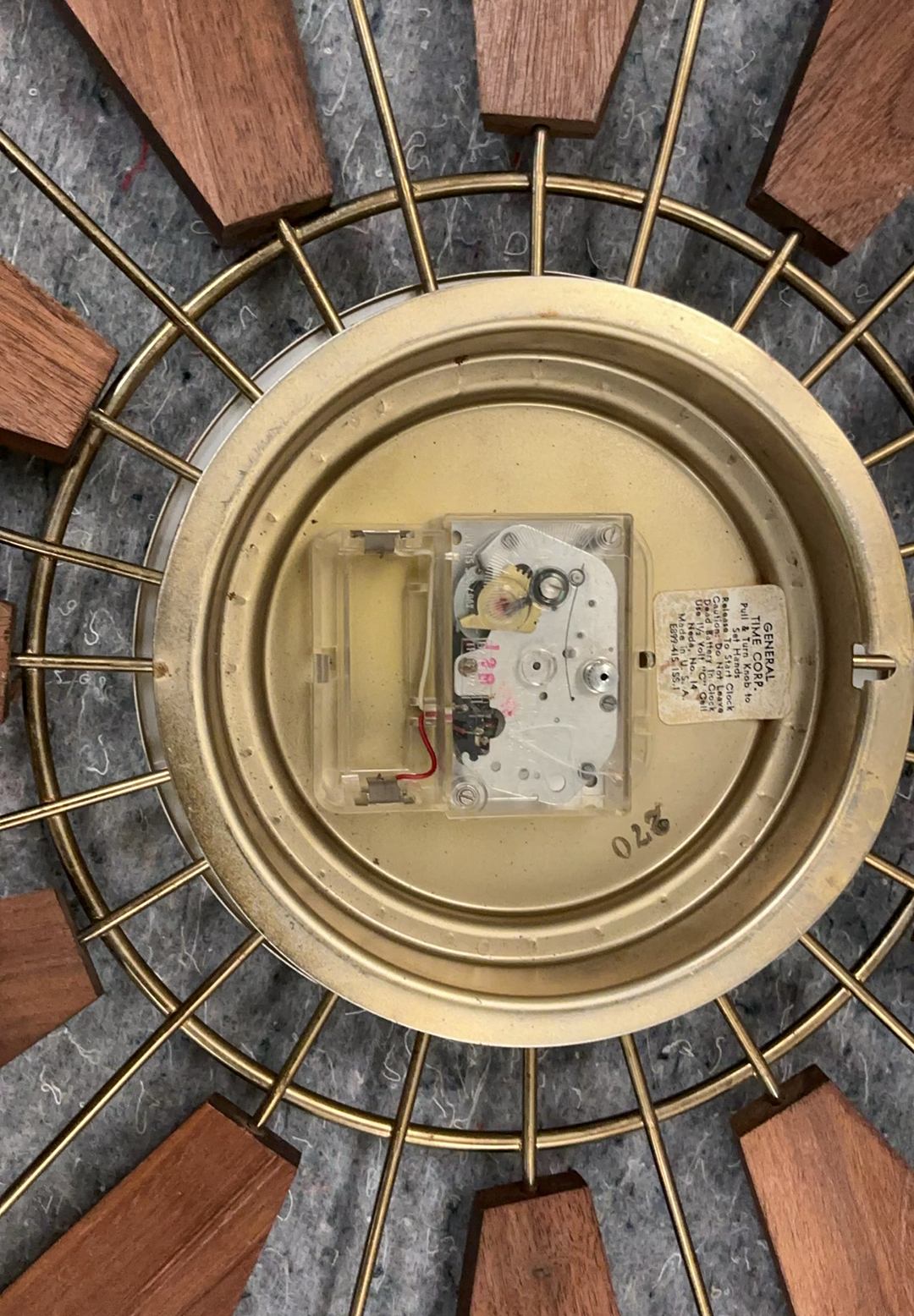 MCM Wood & Brass Wall Clock - image 5 of 5