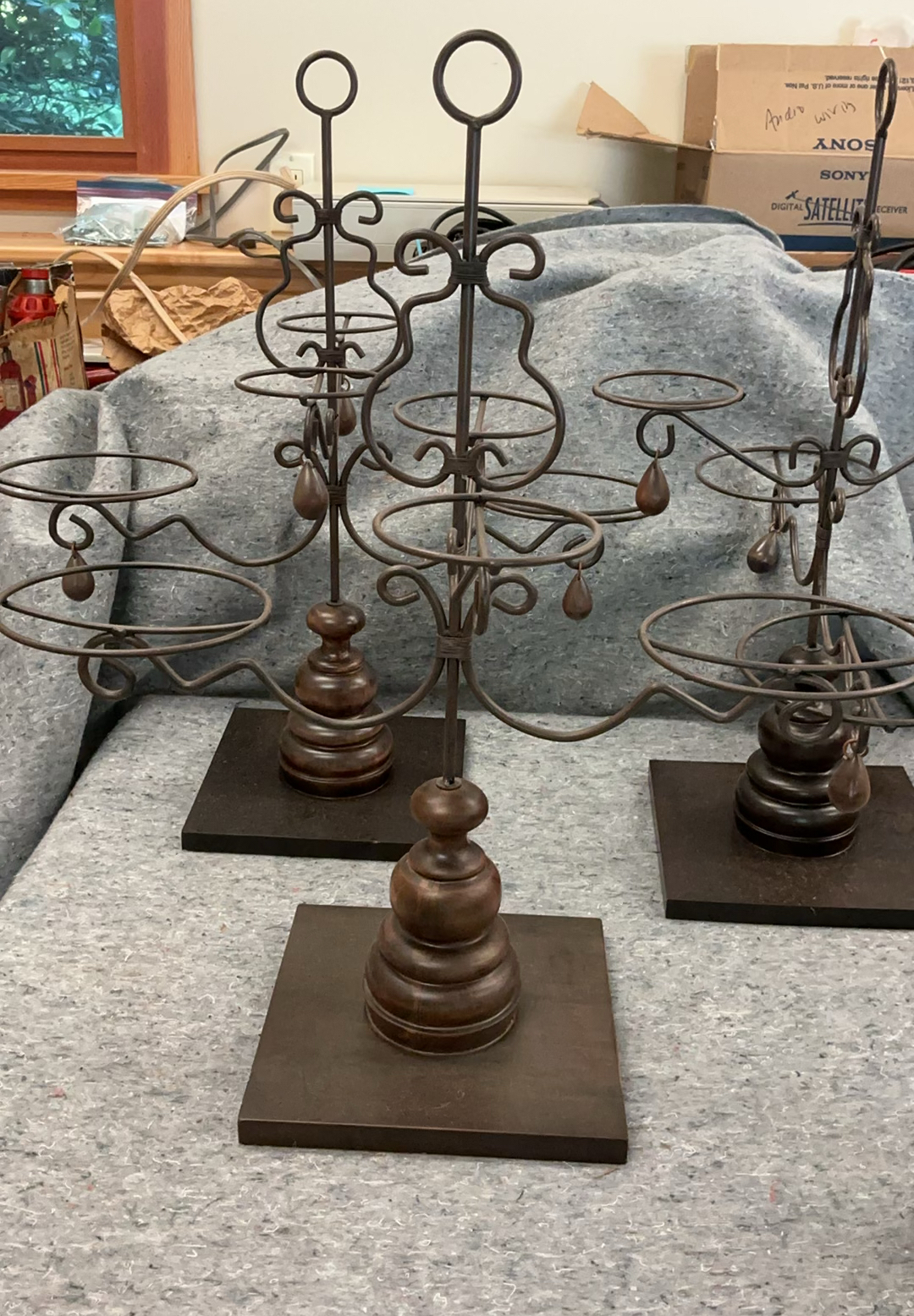 3 Metal And Wood Dessert Tiered displays - image 1 of 3
