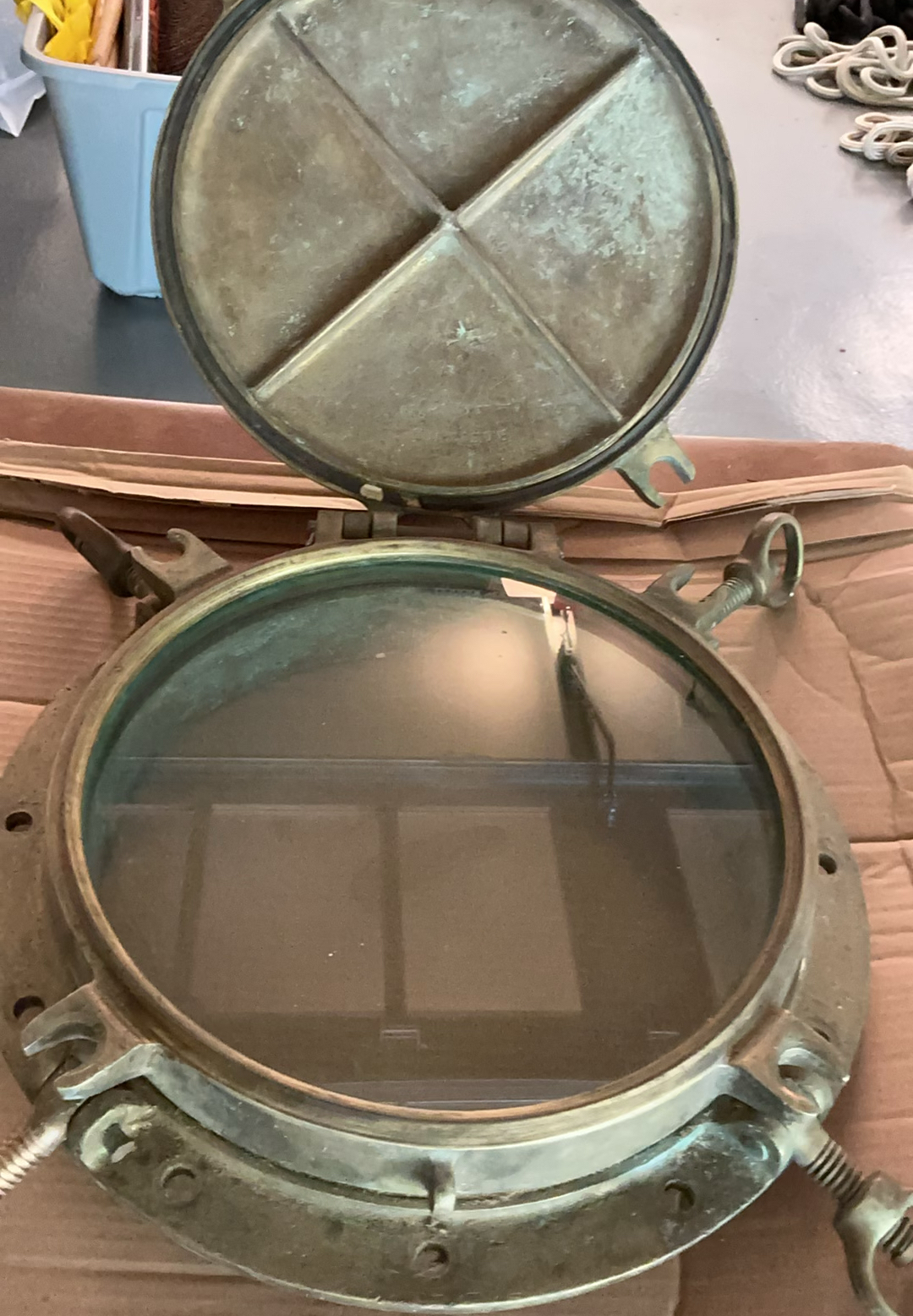 Rostand Heavy Antique Brass Porthole Window - image 1 of 7