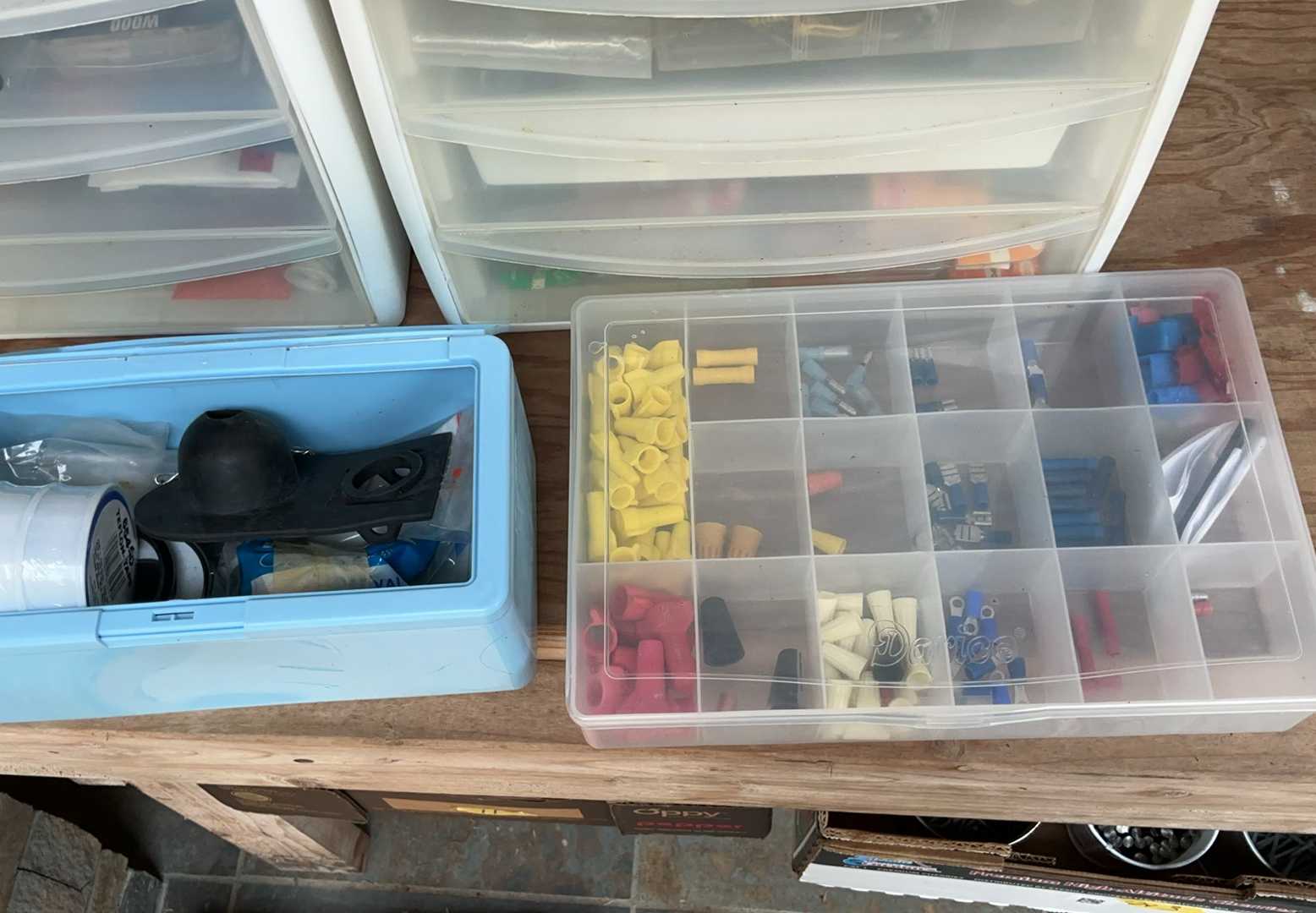 Assorted hardware and fasteners in plastic drawers - image 17 of 17