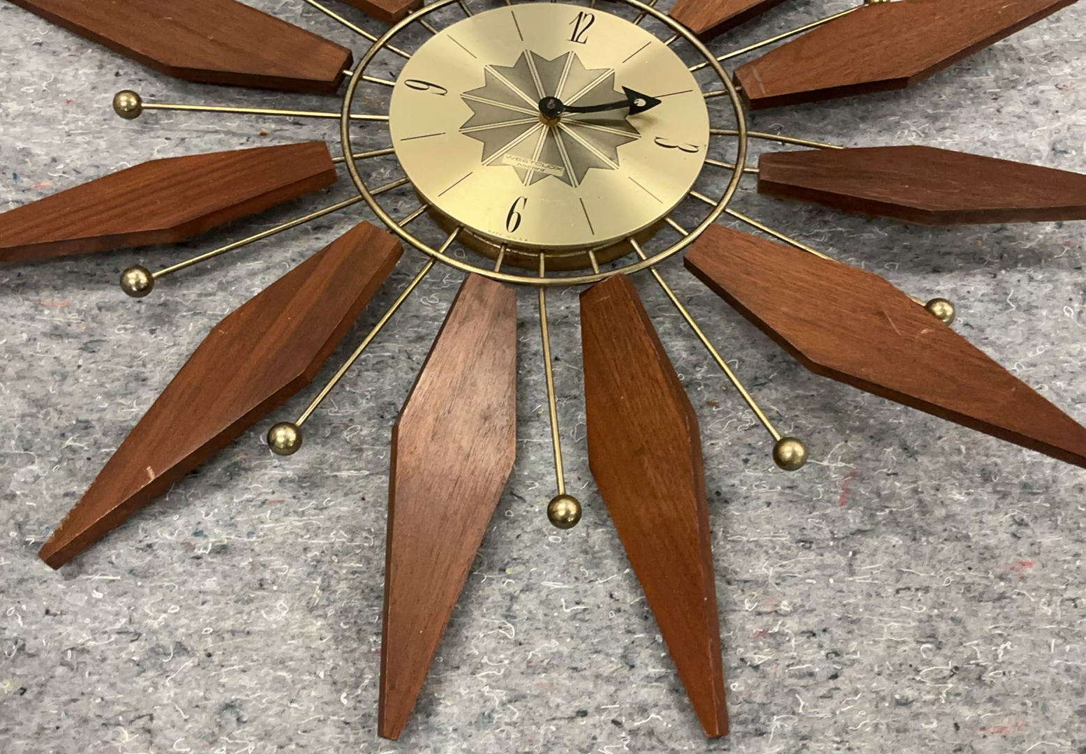 MCM Wood & Brass Wall Clock - image 4 of 5