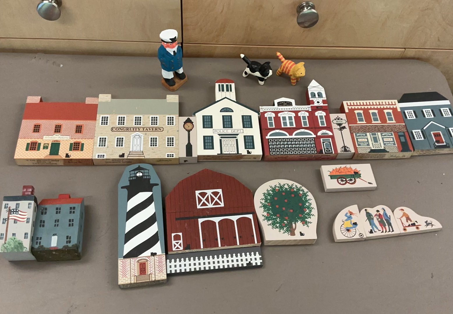 Wooden Town Building Blocks and Figures Set - image 1 of 7