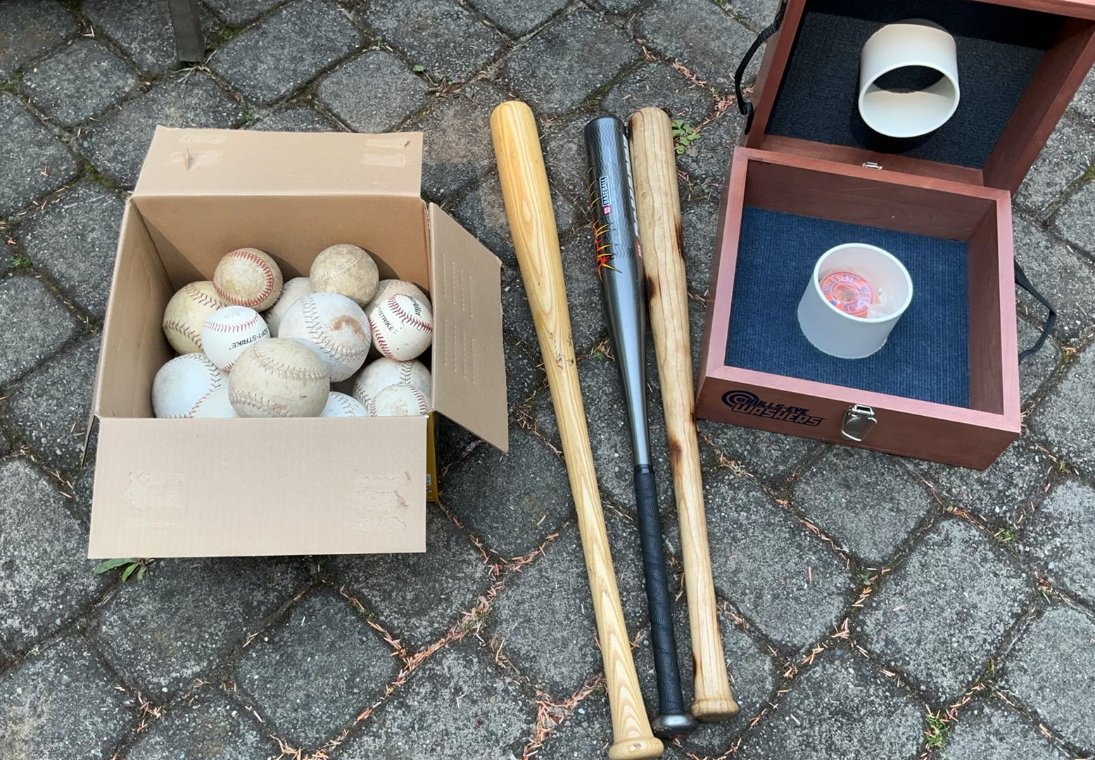 Baseball bats, baseballs, and Bulls-Eye Washers game set - image 1 of 5