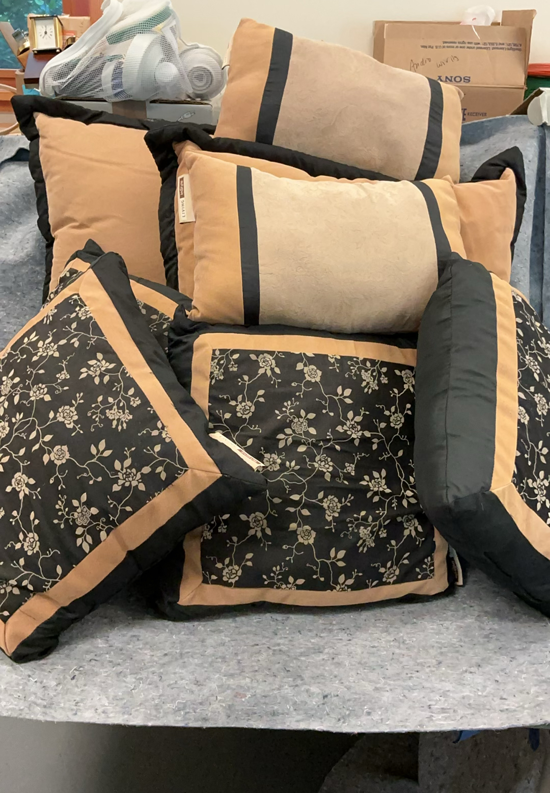 8 Beige & Black Pillows - image 1 of 6