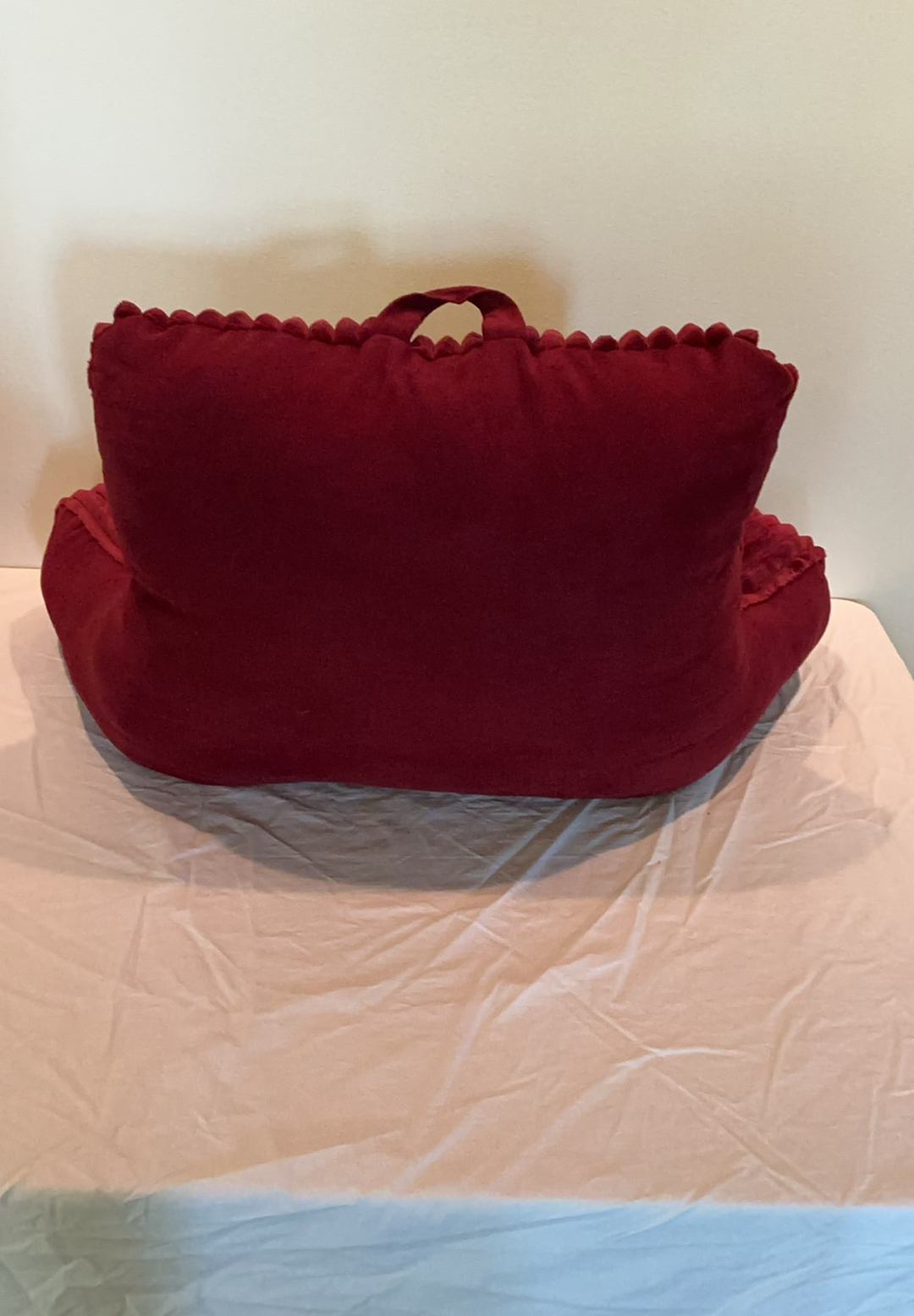 Burgundy velvet cushions with peacock tapestry pillows - image 3 of 7