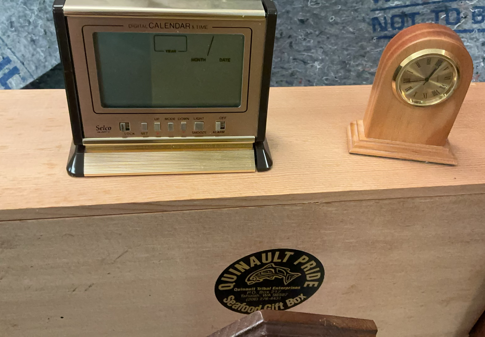 Assorted wooden desk clocks, organizers and carved boxes - image 2 of 7