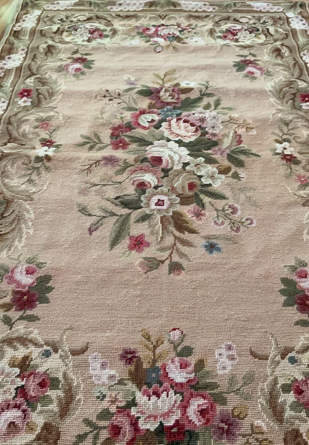 Antique needlepoint Area Rug - image 1 of 4