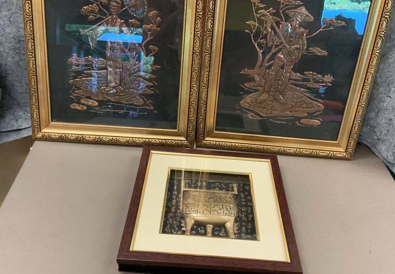 3 Framed Asian 3 D Art - image 1 of 7