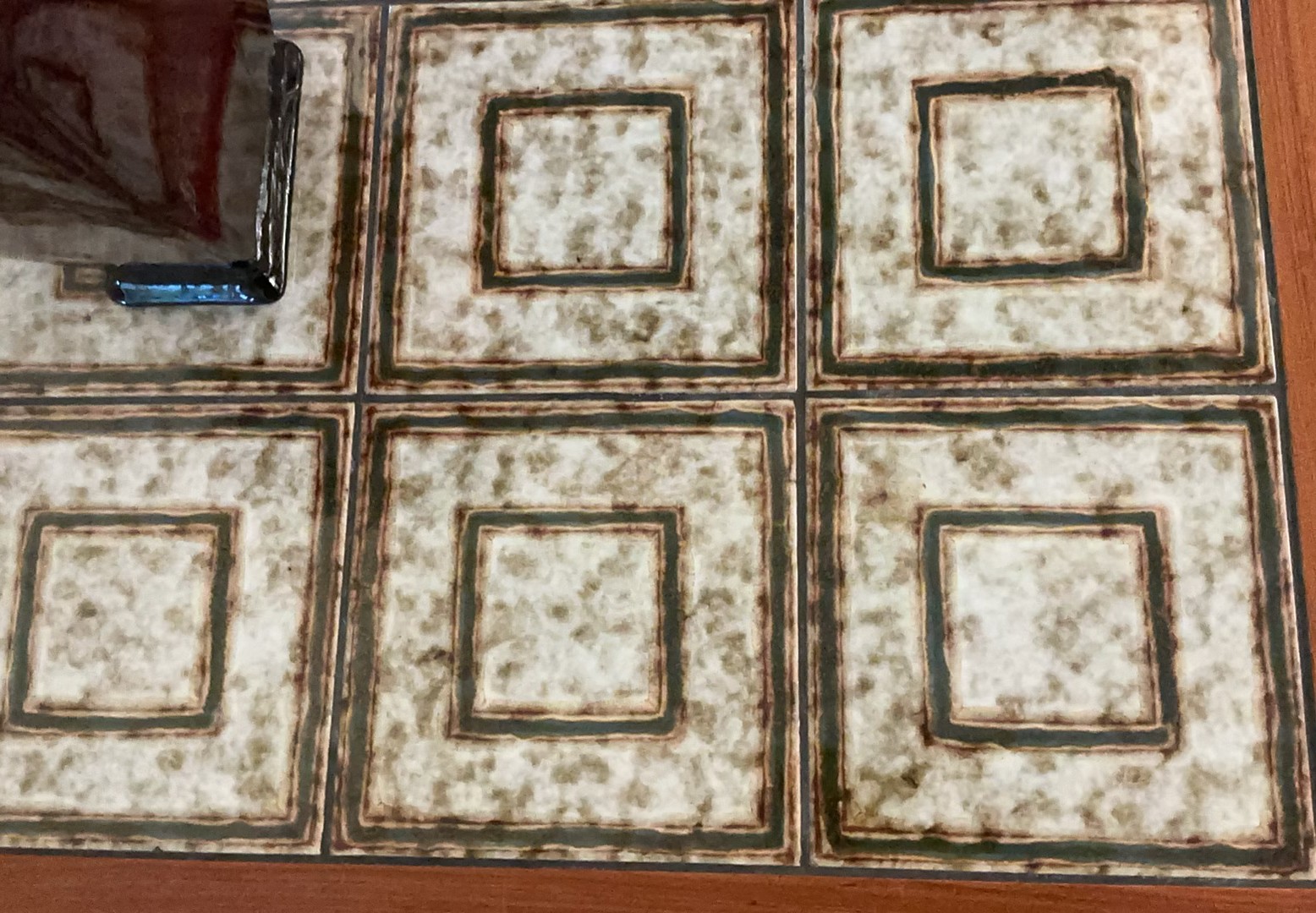 Wood & Tile Square Table, Glass Vase - image 2 of 6