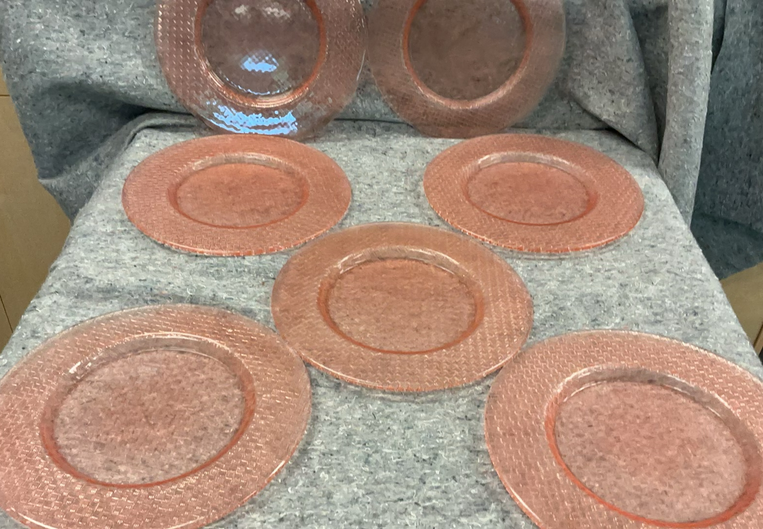 7 Pink Glass Charger Plates - image 1 of 3