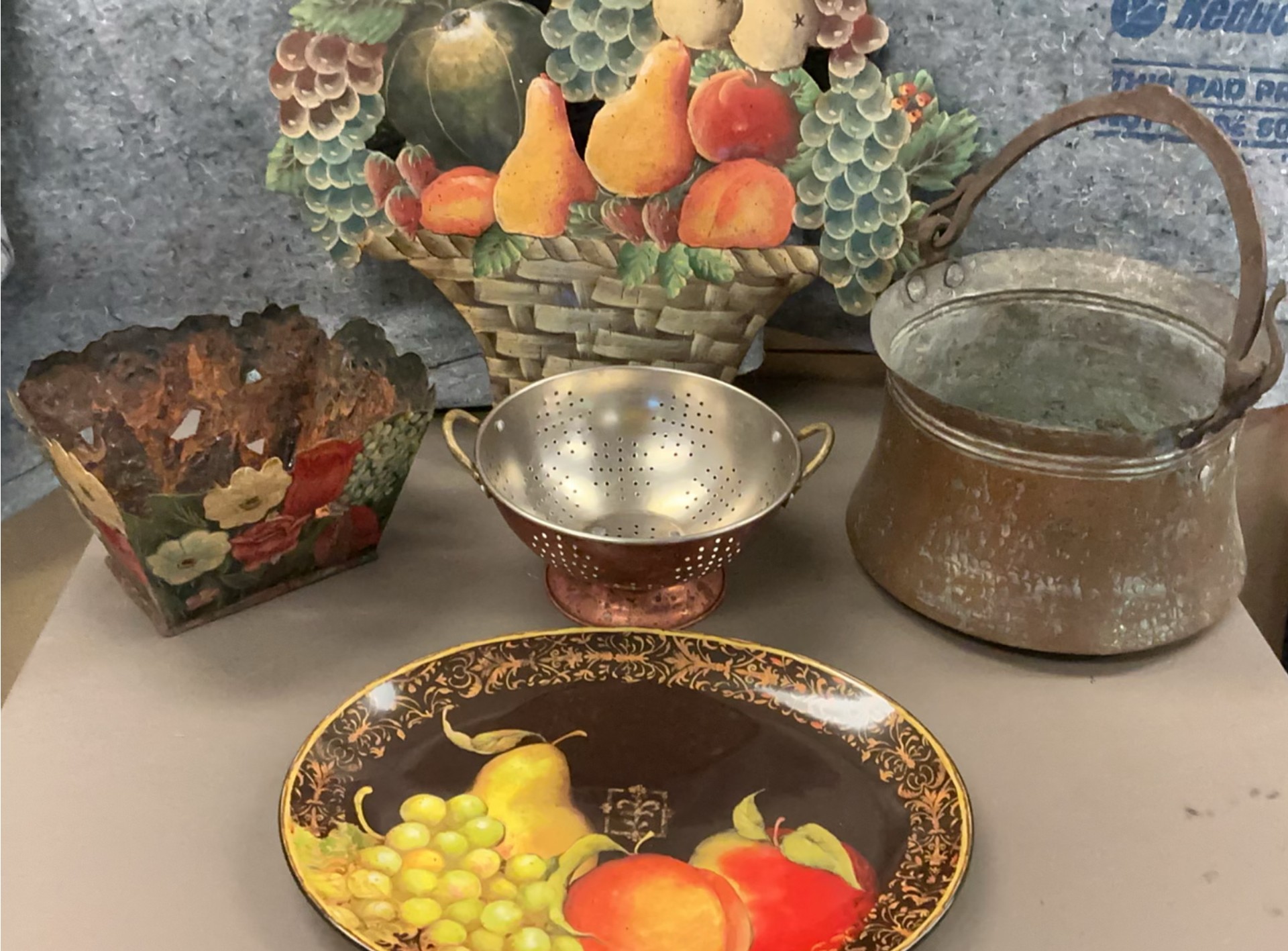 Vintage metal kitchenware and fruit-themed decorative items - image 1 of 8