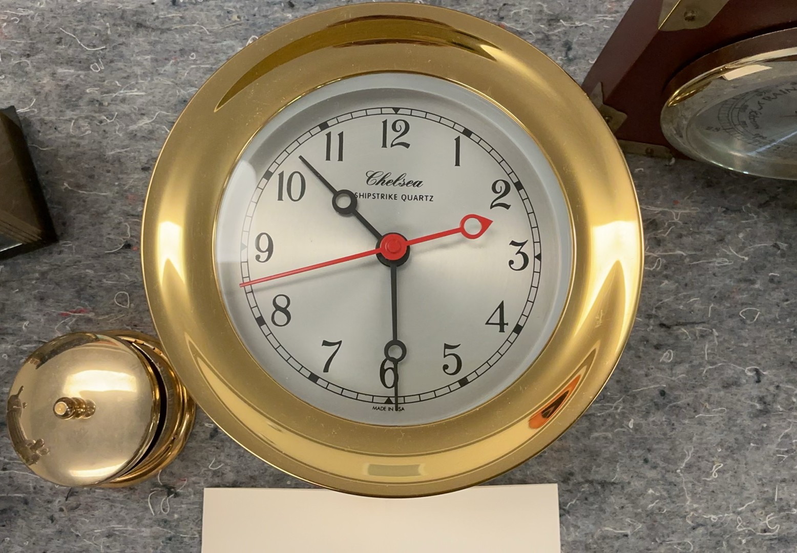 Brass Chelsea nautical clock set with barometers and ship wheel - image 2 of 5