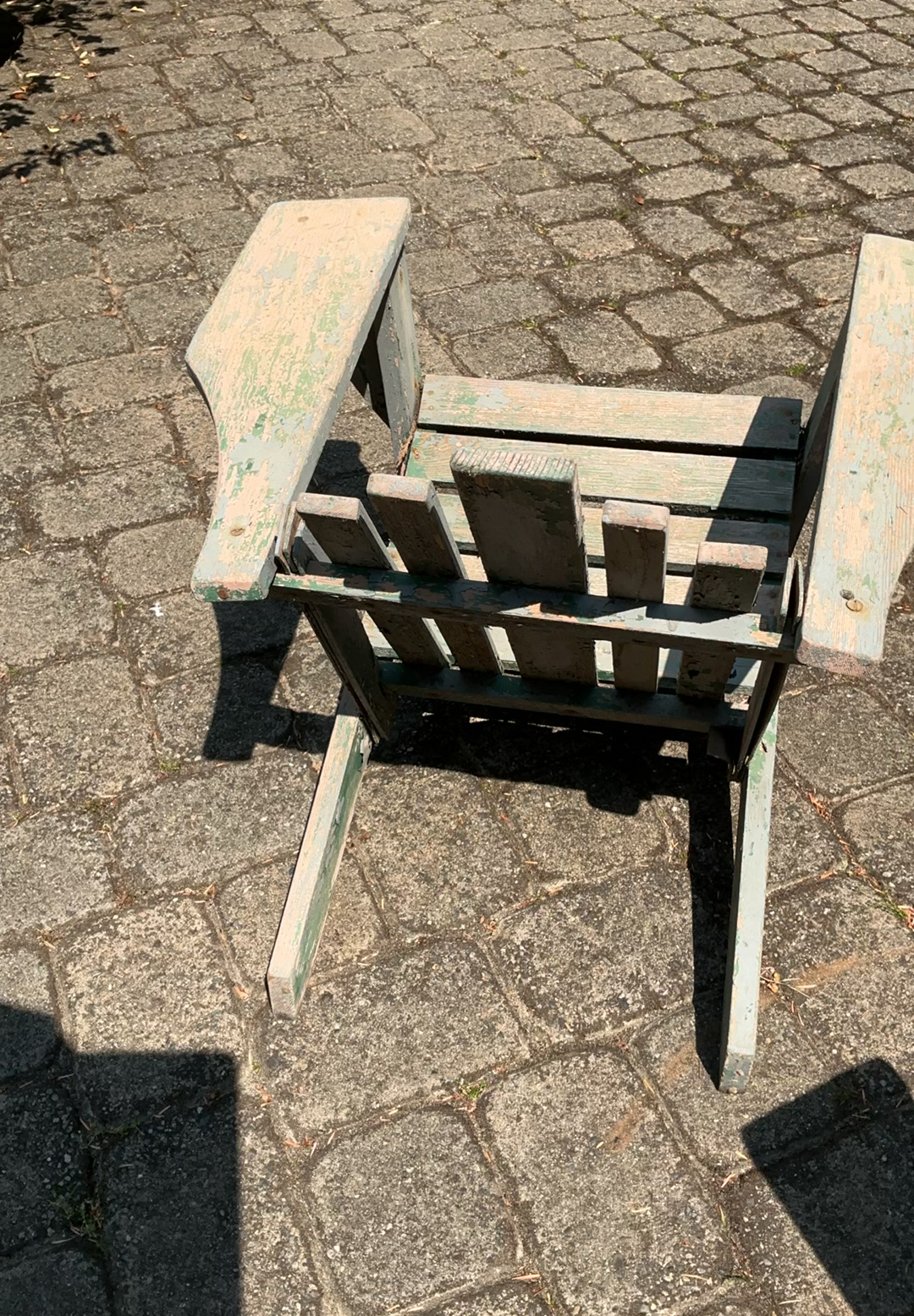 Two weathered green wooden chairs with Coca-Cola wagon and crate - image 4 of 6