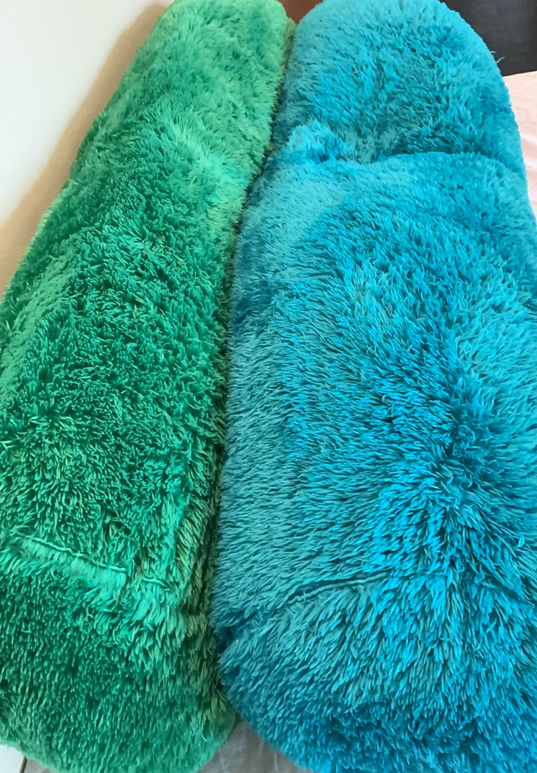 Two fluffy green and teal plush body pillows - image 3 of 3