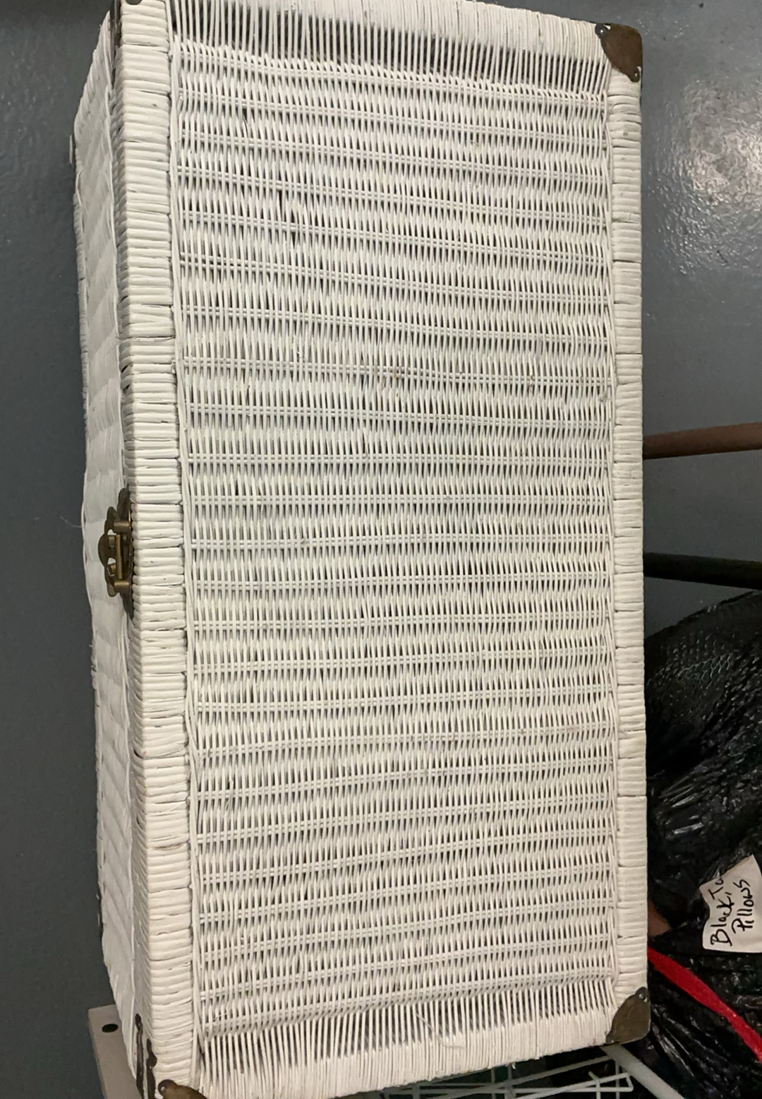 White Wicker Chest, Small Shelf, Fake Plant - image 2 of 5