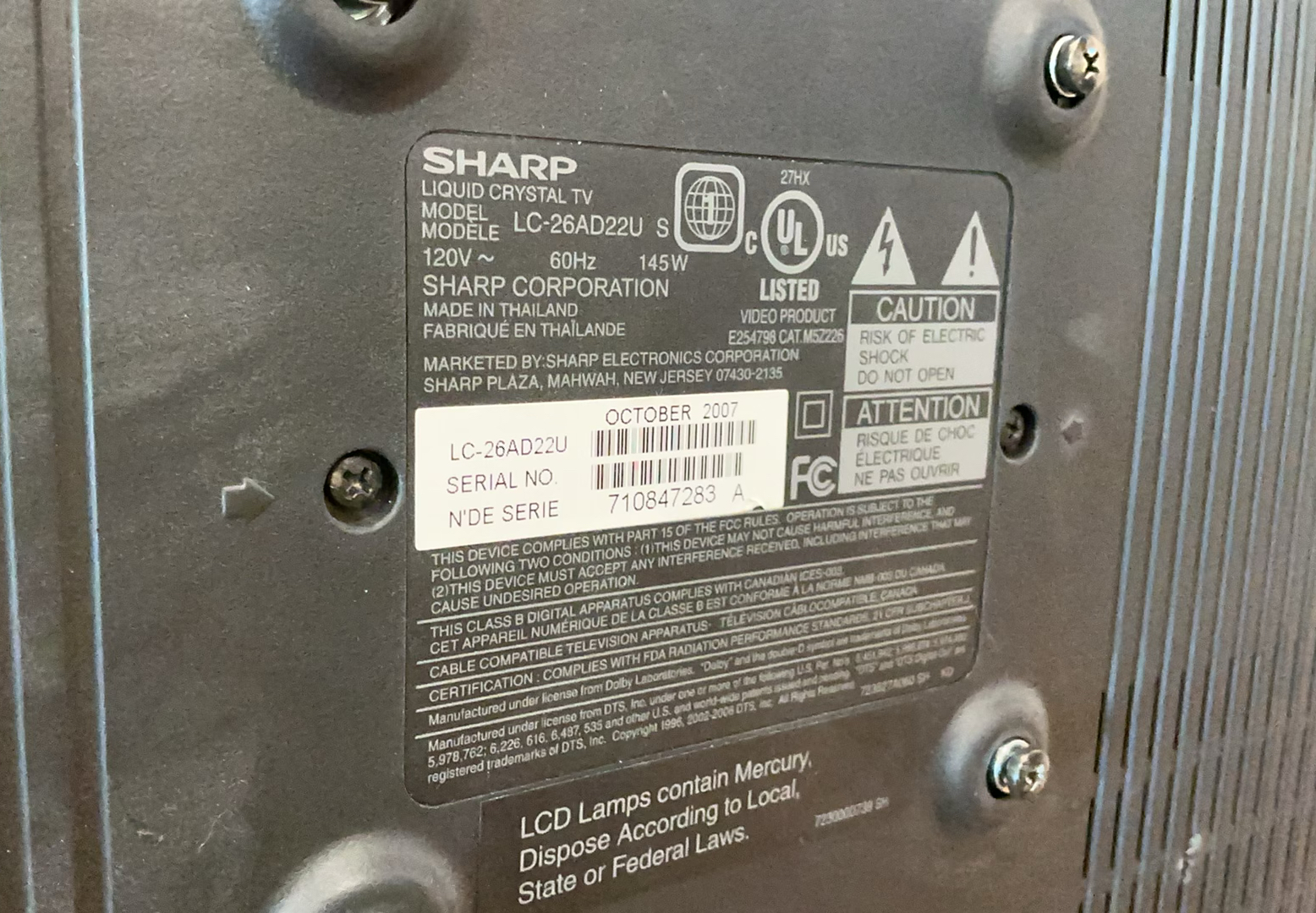 Sharp TV With Wall Mount - image 3 of 5