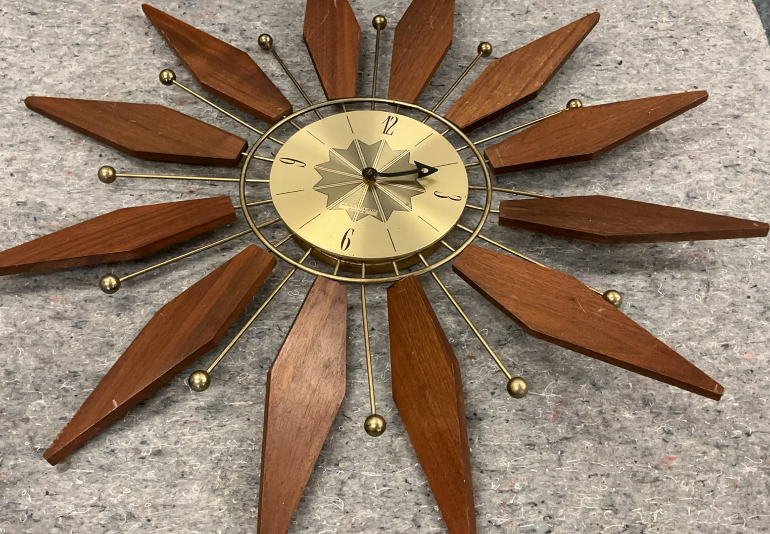MCM Wood & Brass Wall Clock - image 1 of 5