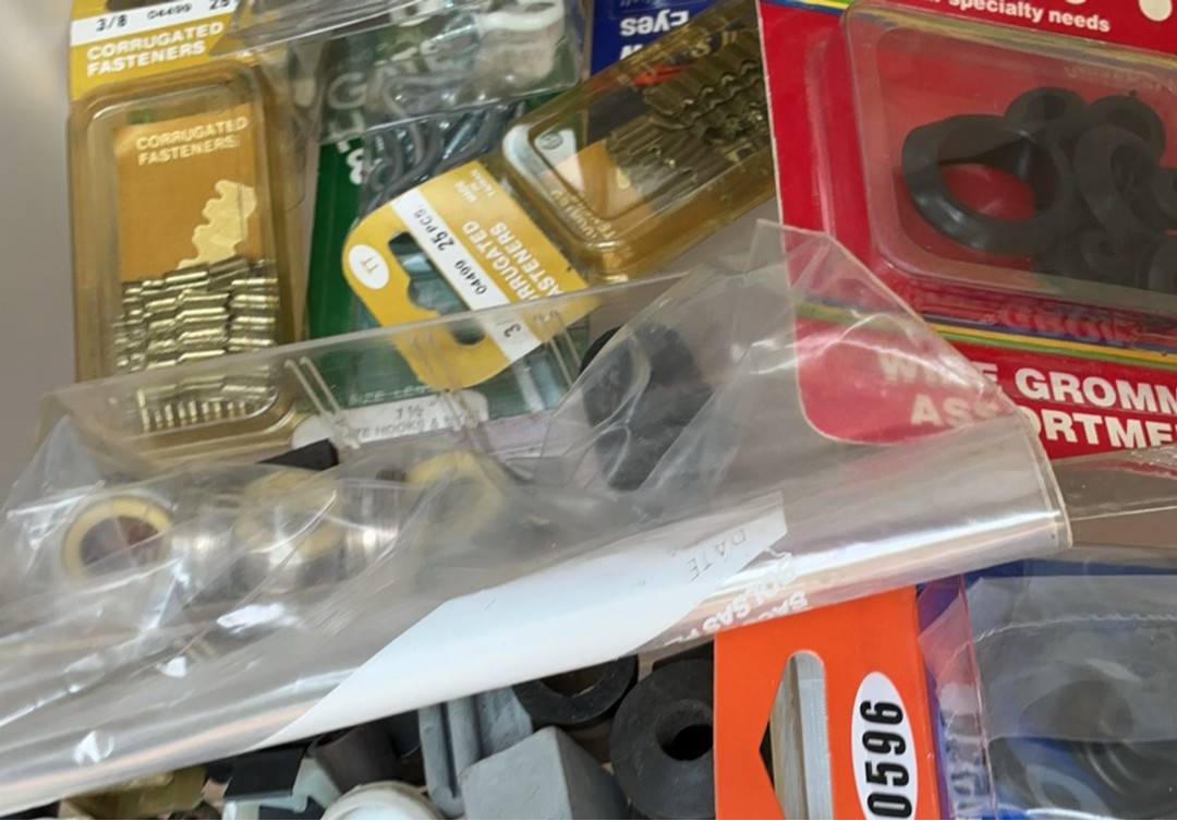 Assorted hardware and fasteners in plastic drawers - image 9 of 17
