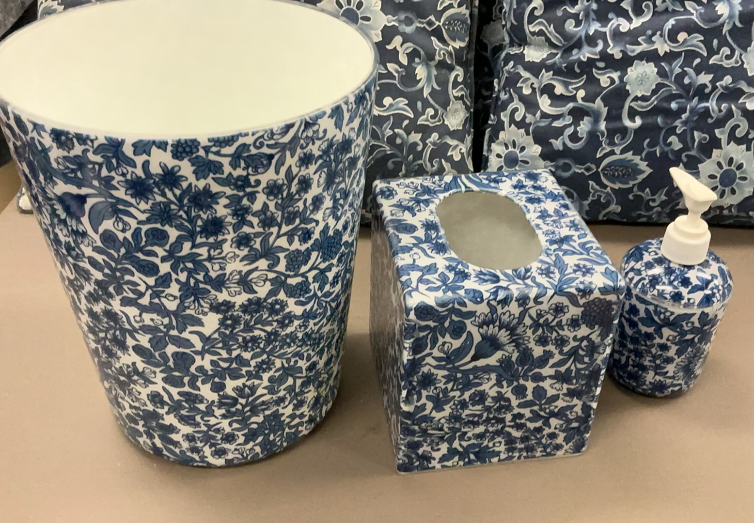 Blue Floral Throw Pillows, Bathroom Decor - image 2 of 5