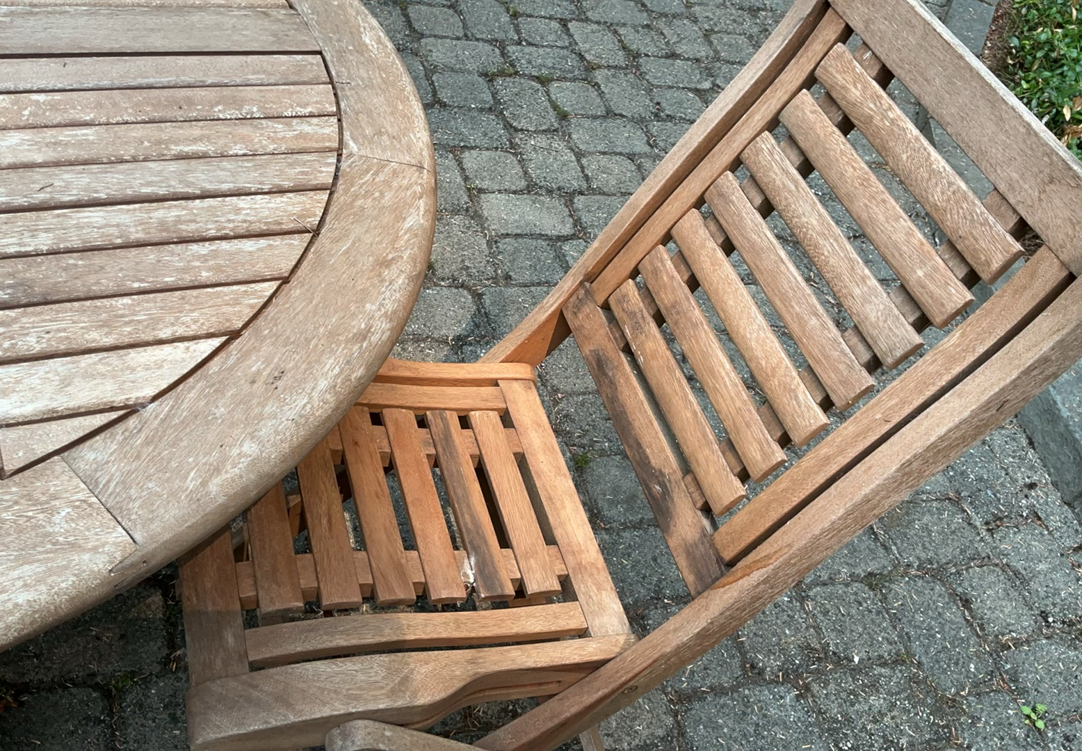 Weathered Teak Patio Dining For 4, With Stand And Cover For Storage - image 3 of 8