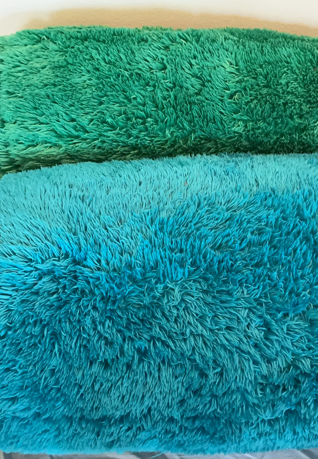 Two fluffy green and teal plush body pillows - image 2 of 3