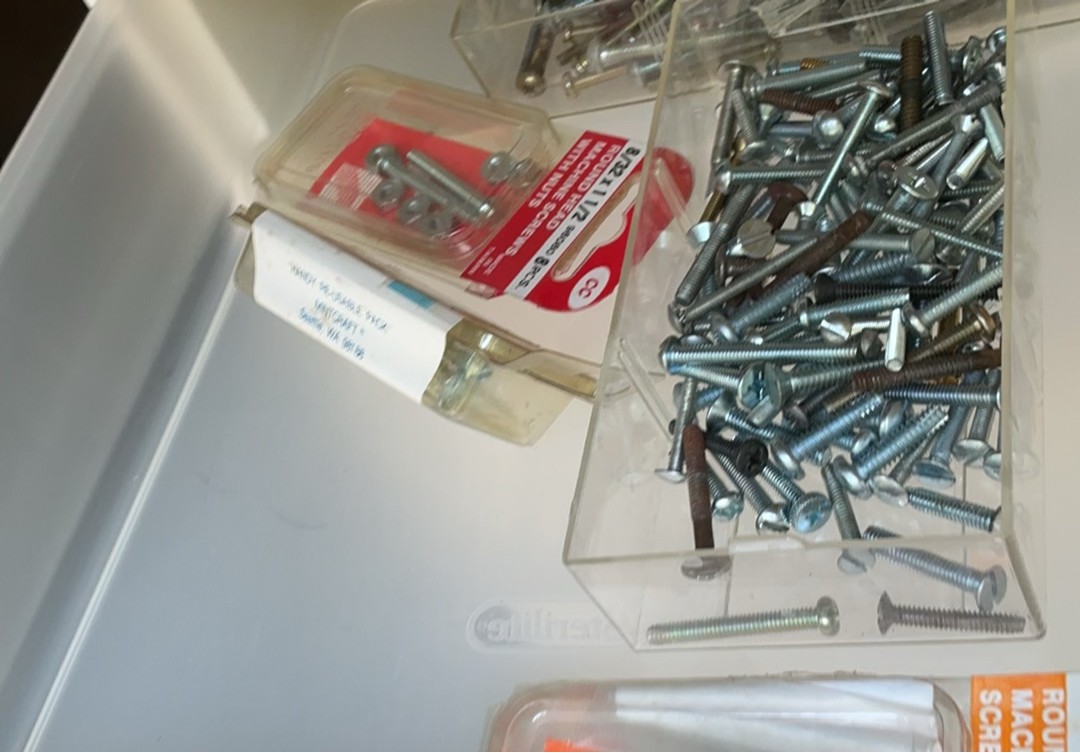 Assorted hardware and fasteners in plastic drawers - image 16 of 17