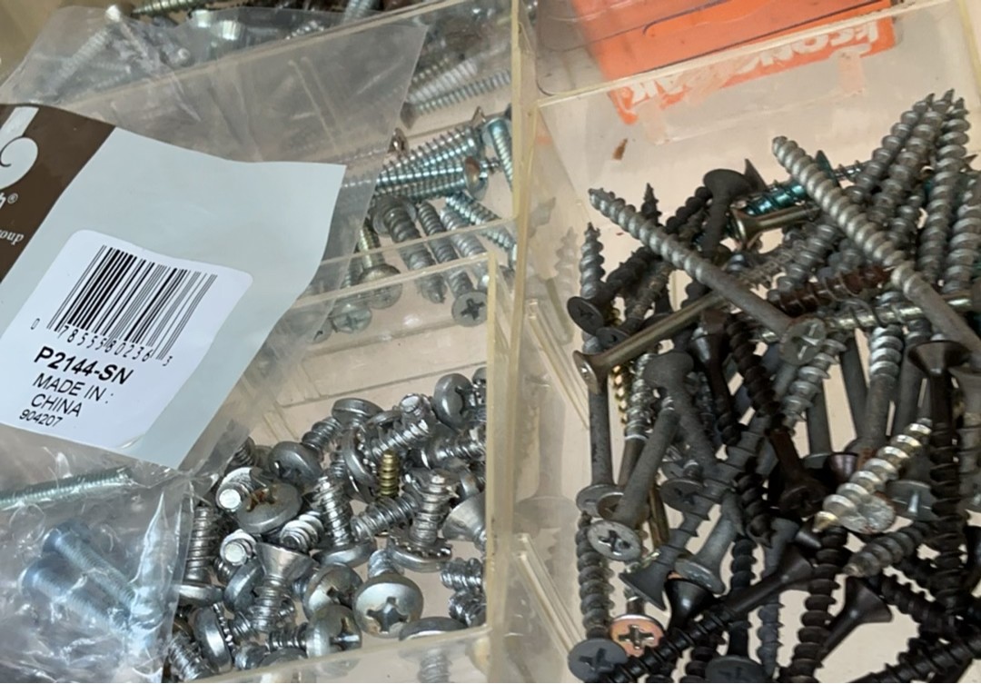 Assorted hardware and fasteners in plastic drawers - image 15 of 17