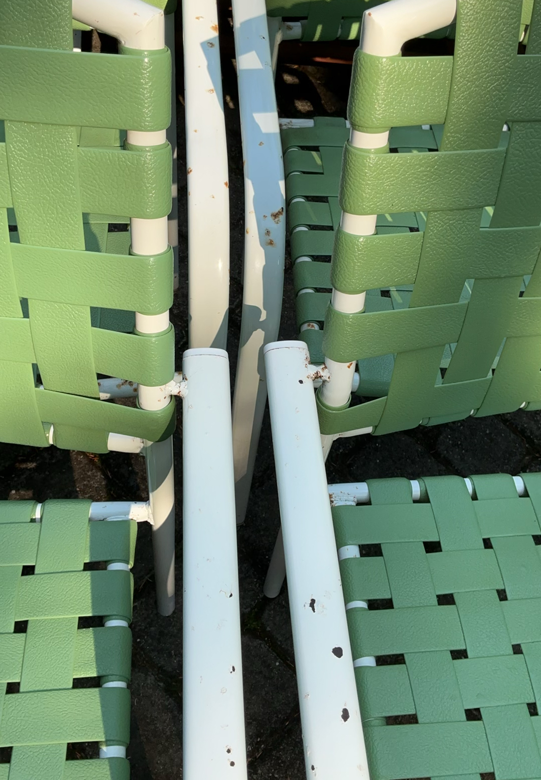 6 White Metal & Green Vinyl Patio Chairs - image 5 of 5