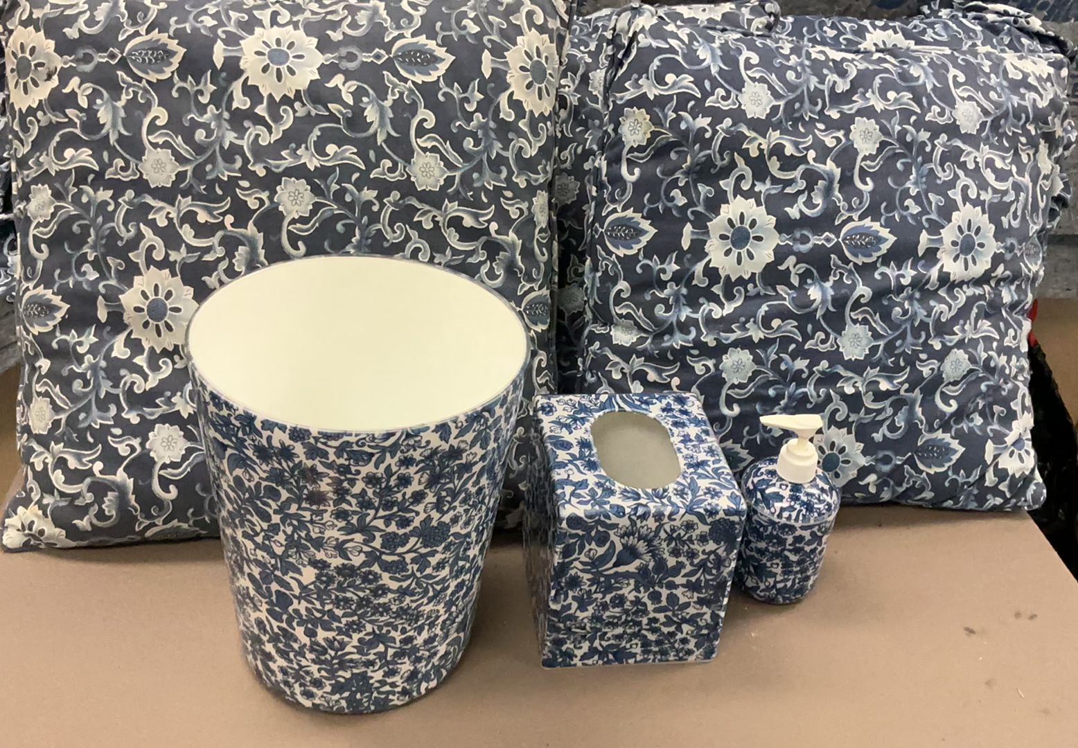 Blue Floral Throw Pillows, Bathroom Decor - image 1 of 5