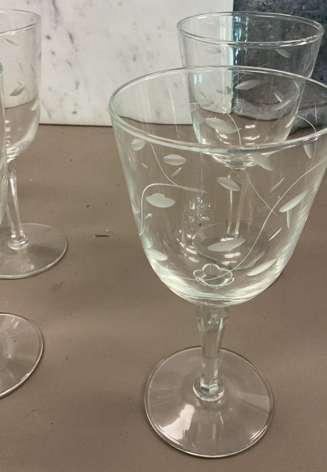 7 Etched Wine Glasses, Water pitcher - image 3 of 3