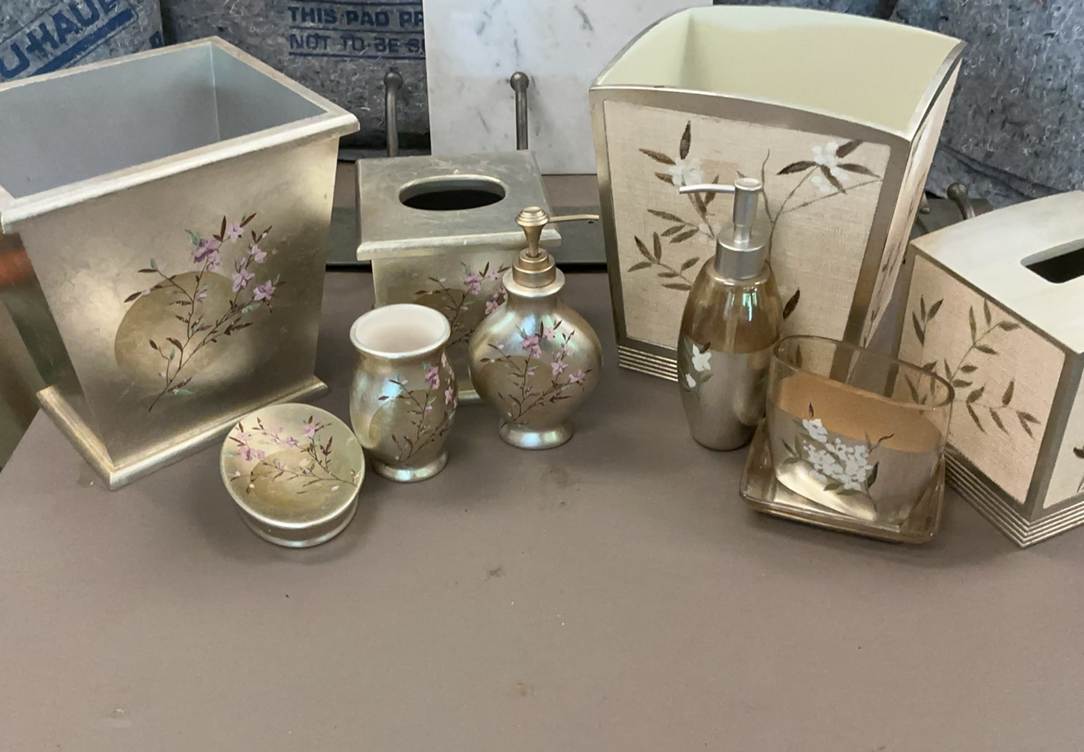 Two Pretty Sets Of Painted Bathroom Decor - image 1 of 5