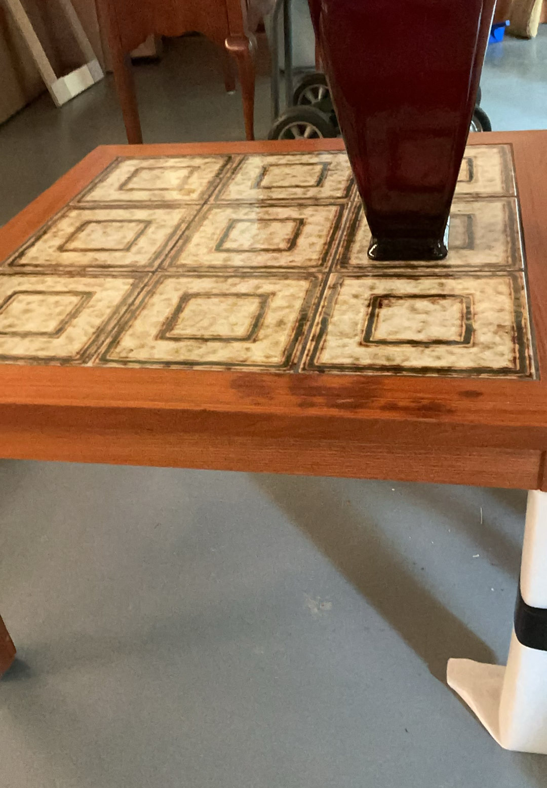 Wood & Tile Square Table, Glass Vase - image 4 of 6